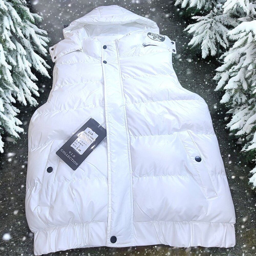 V.I.P. Collection White Puffer Vest – Polar Fleece Lined NWT
